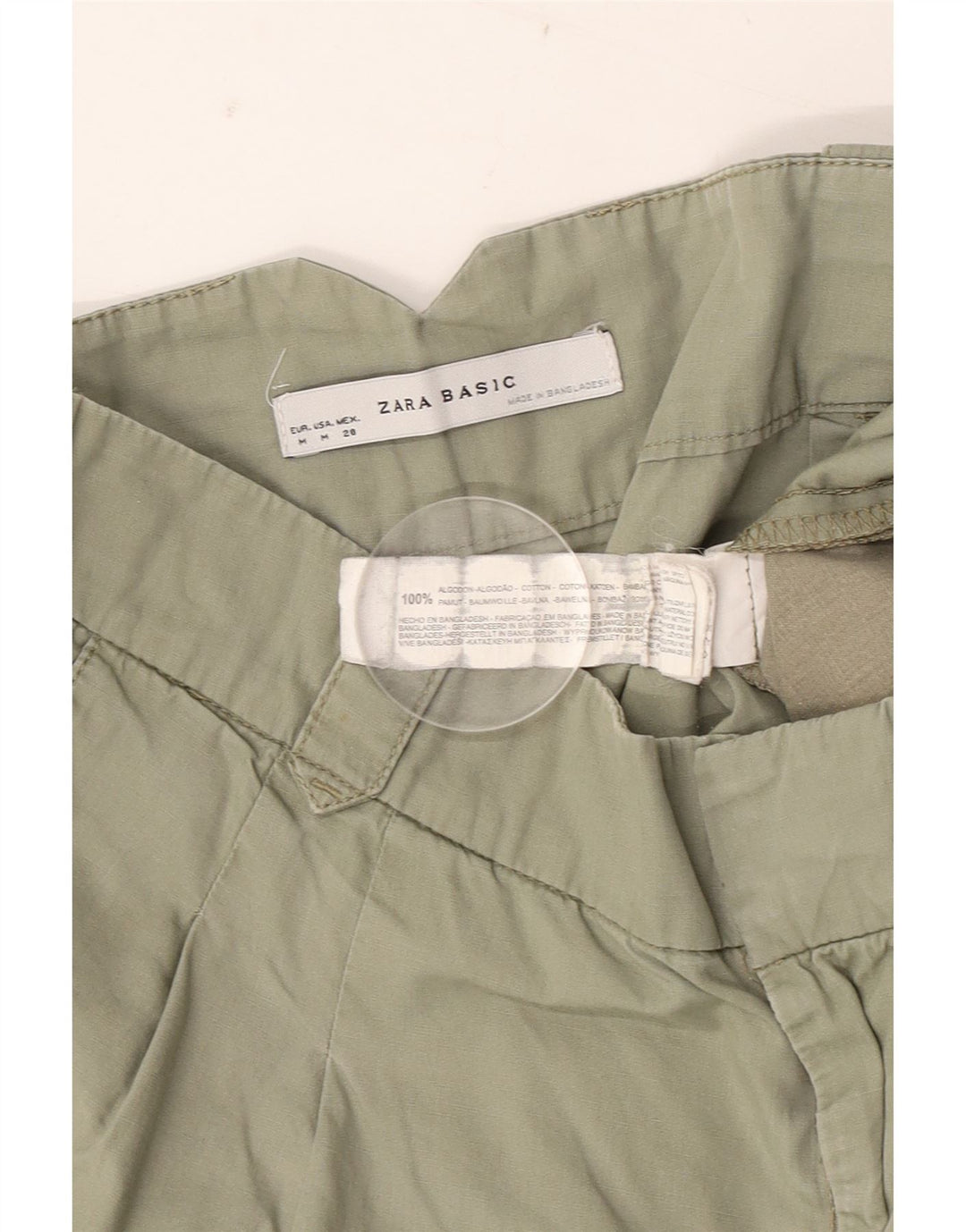 Zara Damen Pegged Chino Shorts Medium W28 Grüne Baumwolle