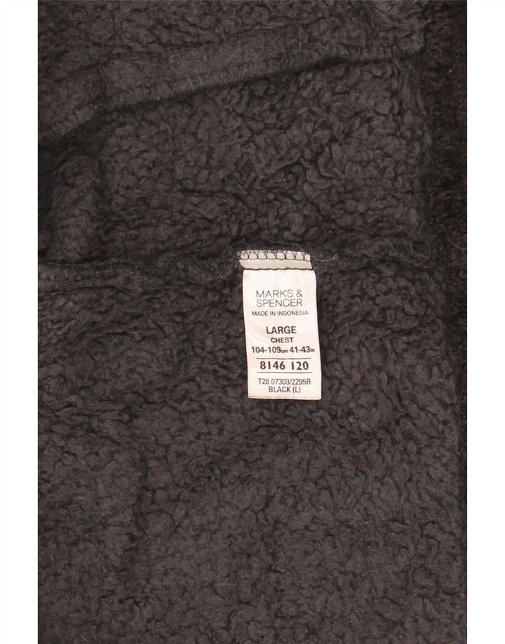 Marks & Spencer Herren Sherpa Fleece Jacke UK 40 Large Schwarz Polyester