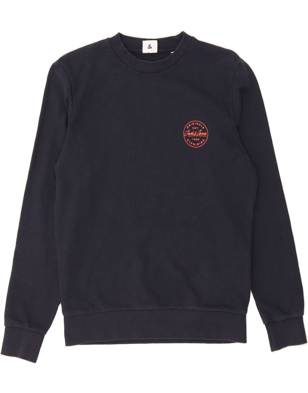 JACK & JONES Mens Sweatshirt Jumper Small Navy Blue Cotton Vintage Jack & Jones and Second-Hand Jack & Jones from Messina Hembry 
