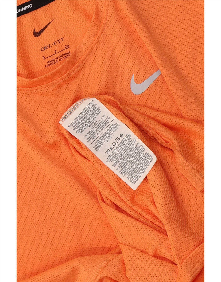 Nike Damen Dri Fit T-Shirt Top UK 10 Small Orange Polyester