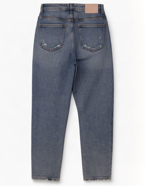 Zara Damen Distressed Tapered Jeans EU 40 Medium W30 L29 Blau
