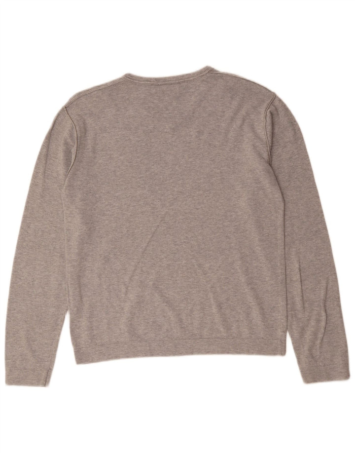 QUIKSILVER Damen-Pullover mit V-Ausschnitt, UK 14, mittelgraue Baumwolle