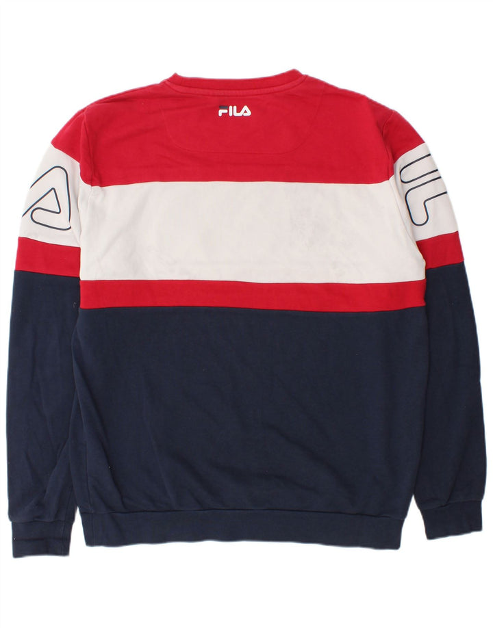 Fila Herren-Sweatshirt mit Grafik, groß, mehrfarbig, Colourblock-Baumwolle