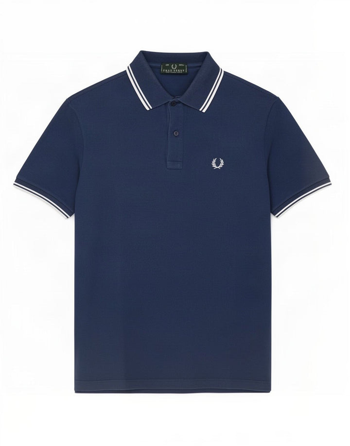 Fred Perry Herren-Poloshirt, mittelgroß, marineblau, Baumwolle