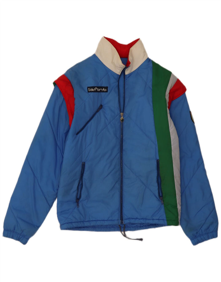 La Font Wattierte Herrenjacke IT 48 Mittelblaues Colourblock-Polyamid