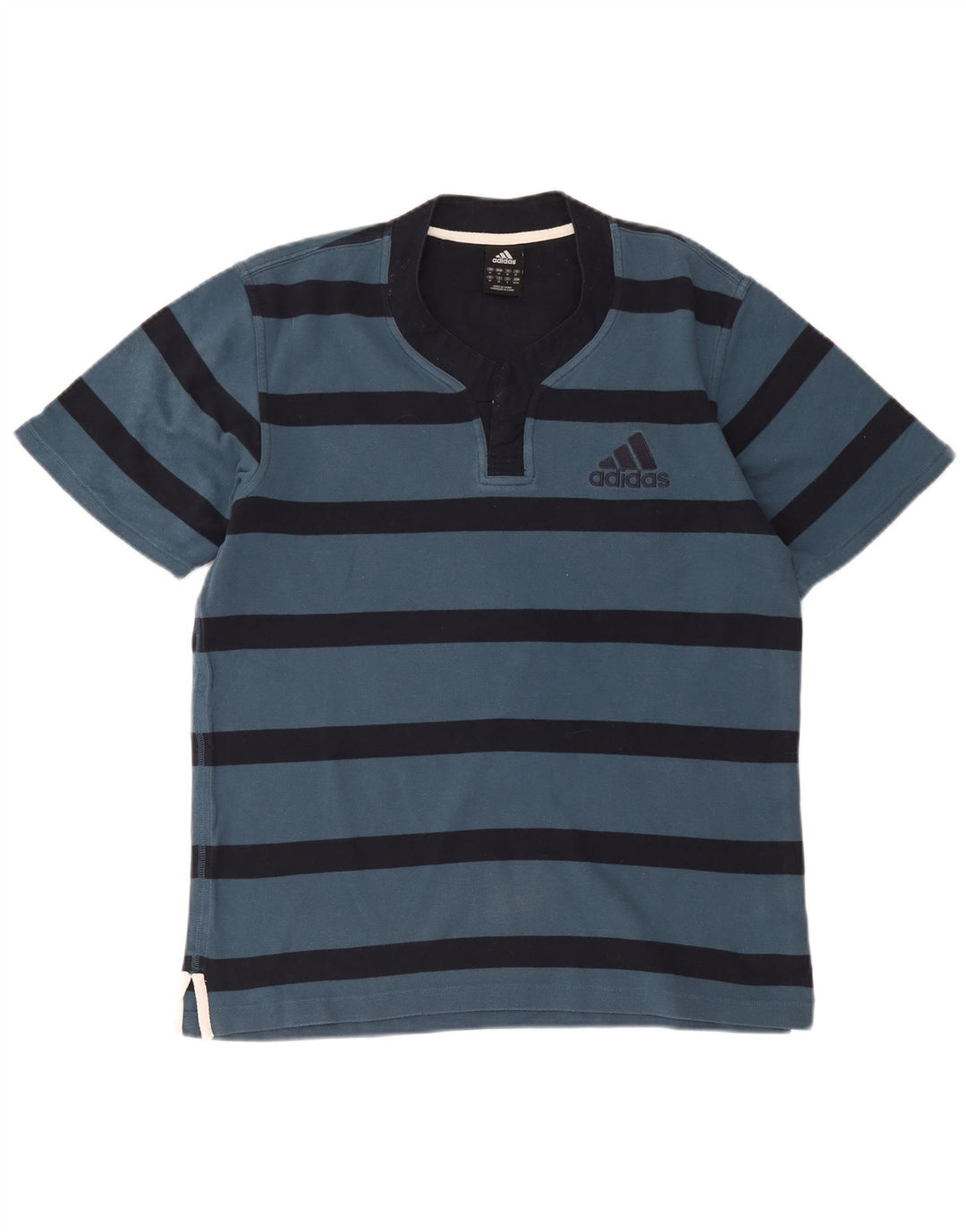 Adidas Herren T-Shirt Top mittelblau gestreift aus Baumwolle