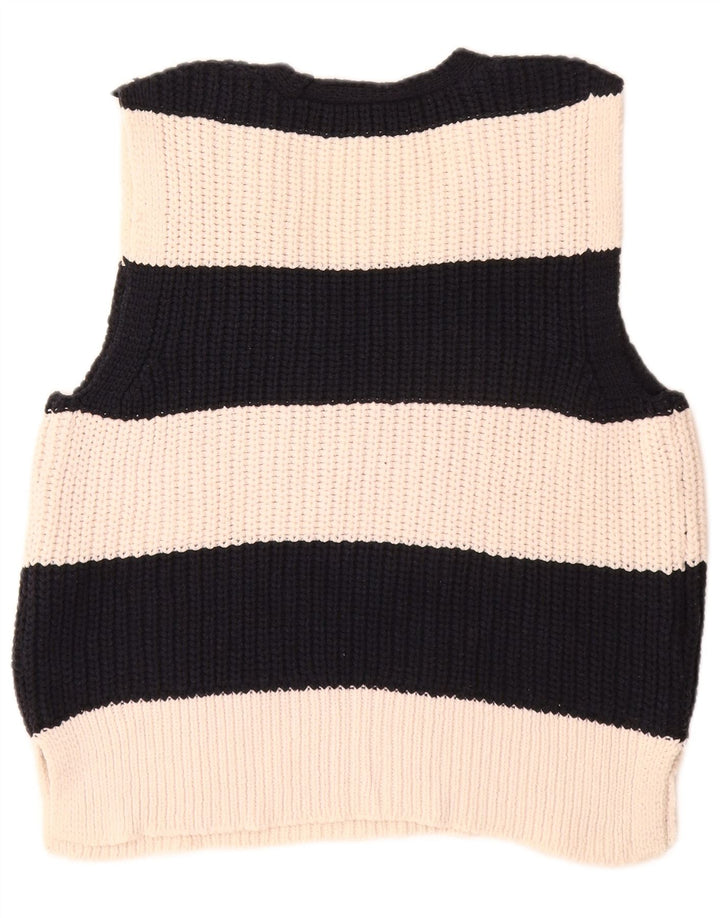 Zara Damen Weste Tank Top UK 14 Medium Off White Gestreiftes Polyester