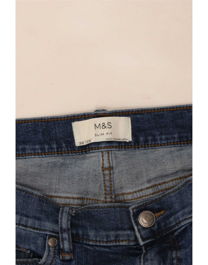 Marks & Spencer Herren Slim Jeans W36 L29 Blaue Baumwolle
