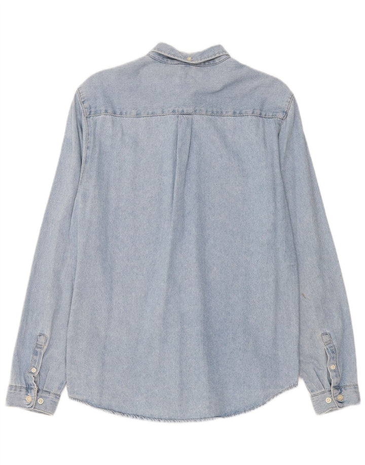 Zara Herren-Jeanshemd aus mittelblauer Baumwolle