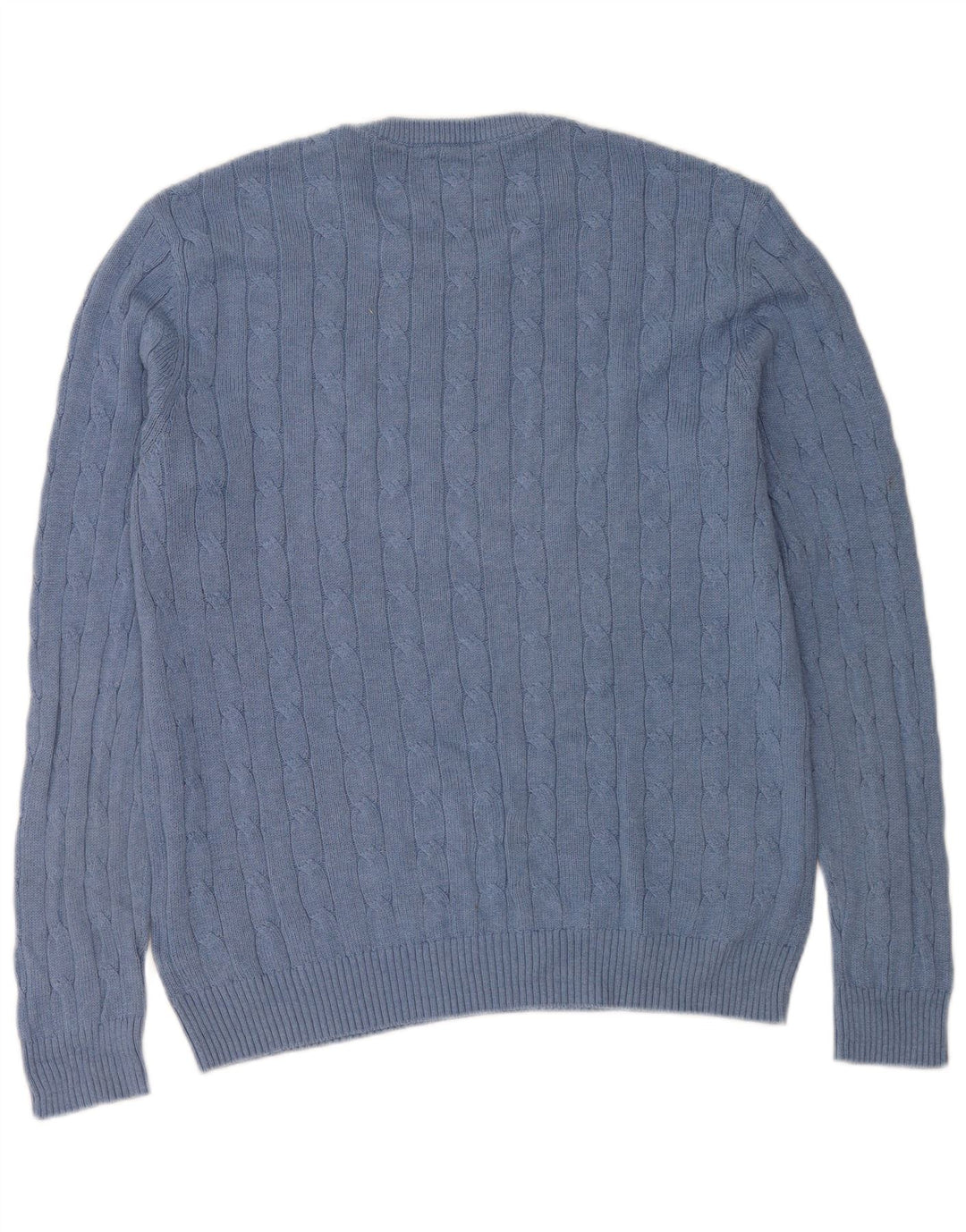 WHITE STUFF Herren-Pullover mit Rundhalsausschnitt, Größe L, aus blauer Baumwolle