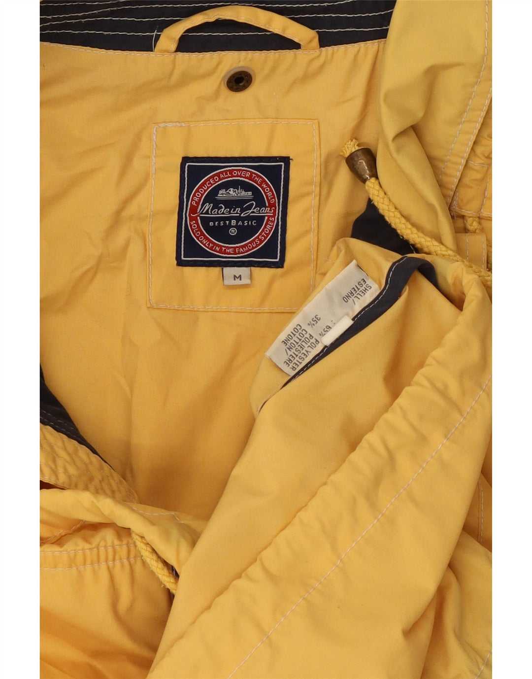 Vintage Herren-Utility-Jacke mit Kapuze, UK 38, mittelgelbes Polyester