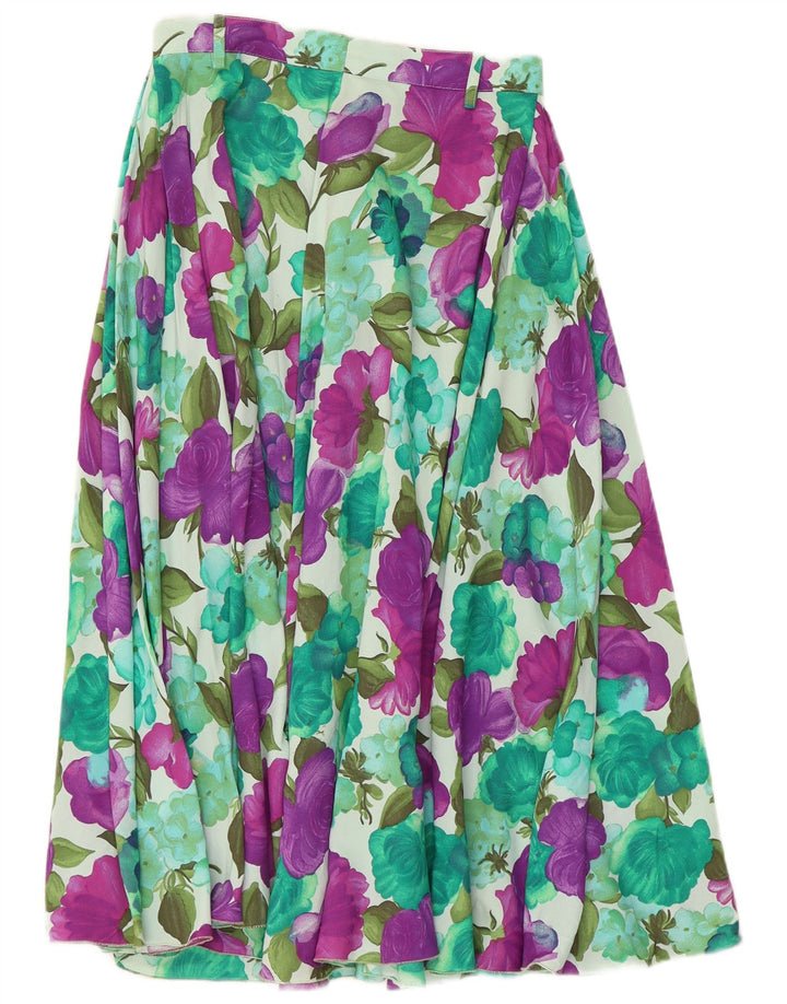 Vintage Damen ausgestellter Rock W26 Kleines mehrfarbiges Blumenmuster