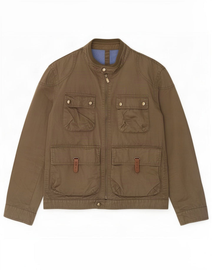 Massimo Dutti Herren Utility Jacke UK 42 XL Khaki Baumwolle