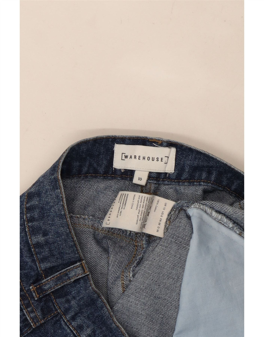 WAREHOUSE Damen Jeansrock UK 10 Small W27 Marineblaue Baumwolle