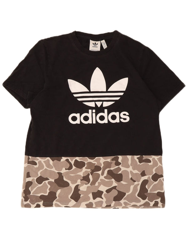 Adidas Herren Grafik T-Shirt Top Medium Schwarz Camouflage Baumwolle