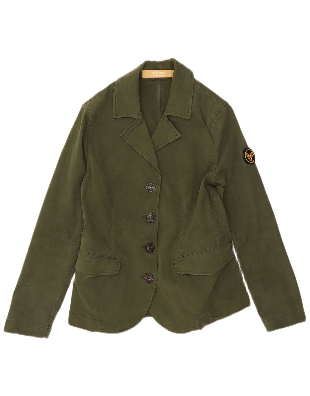 Avirex Damen 4-Knopf-Blazerjacke UK 6 XS Grüne Baumwolle