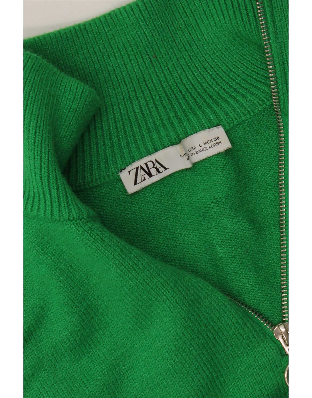 Zara Damen-Pullover mit Reißverschluss am Hals, Gr. 16, Grün