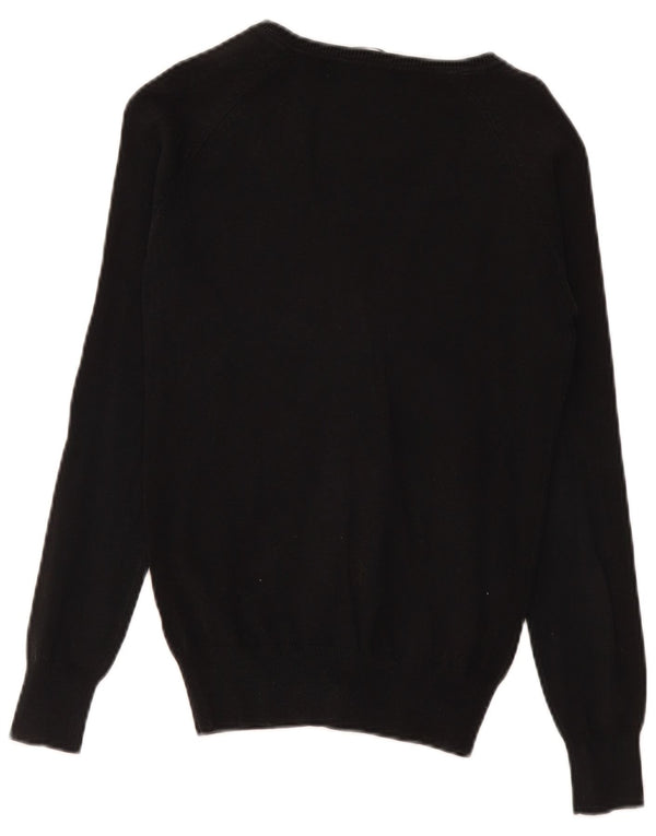 Zara Damen-Cardigan-Pullover UK 12 Mittelschwarze Baumwolle
