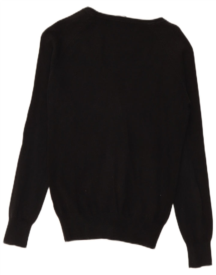 Zara Damen-Cardigan-Pullover UK 12 Mittelschwarze Baumwolle