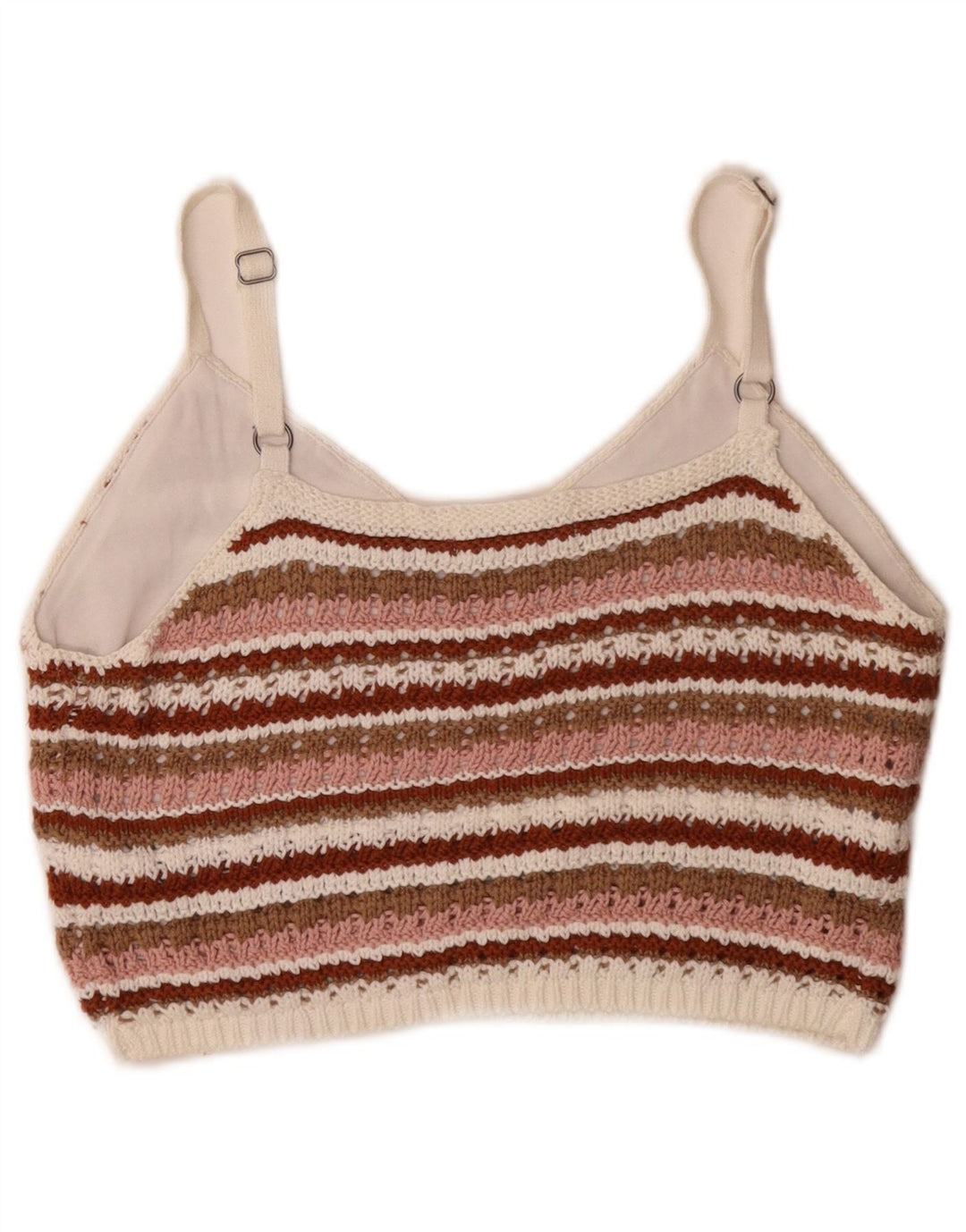 Hollister Damen Strick-Crop-Top UK 12 Medium Mehrfarbig gestreift aus Baumwolle