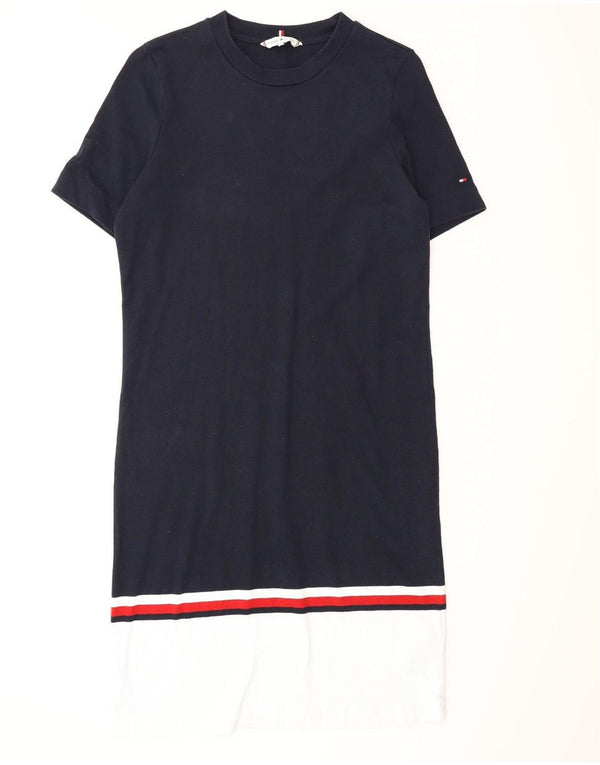 Tommy Hilfiger Damen T-Shirt-Kleid UK 10 Small Marineblau Farbblock