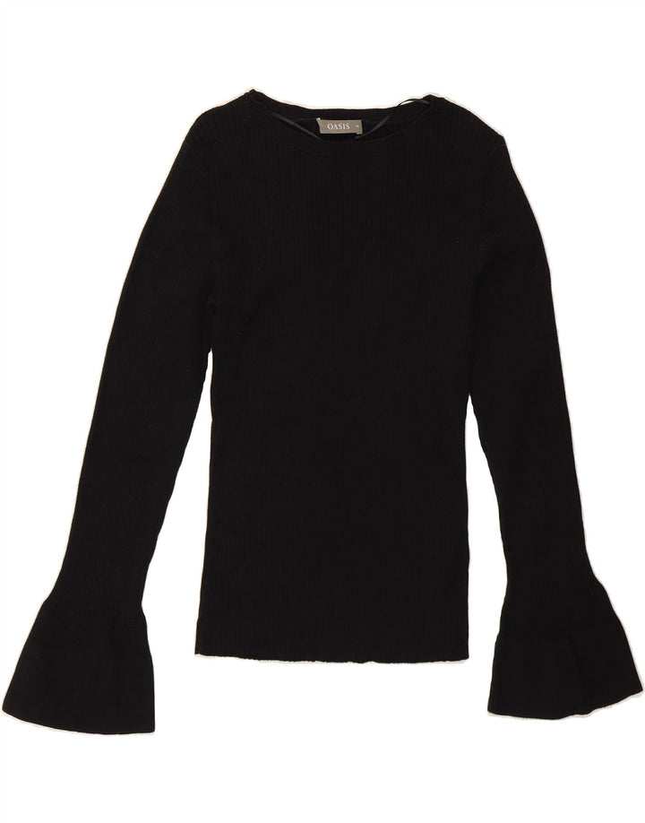 OASIS Womens Boat Neck Jumper Sweater UK 14 Medium Black Cotton Vintage Oasis and Second-Hand Oasis from Messina Hembry 