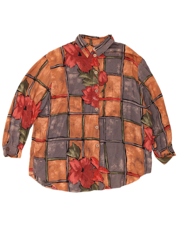Vintage Damen Hemdbluse UK 22 3XL Mehrfarbig geblümte Viskose