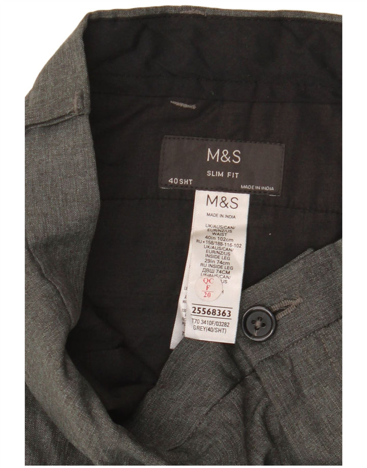 MARKS & SPENCER Herren Slim Fit Chinohose W40 L29 Grau Polyester