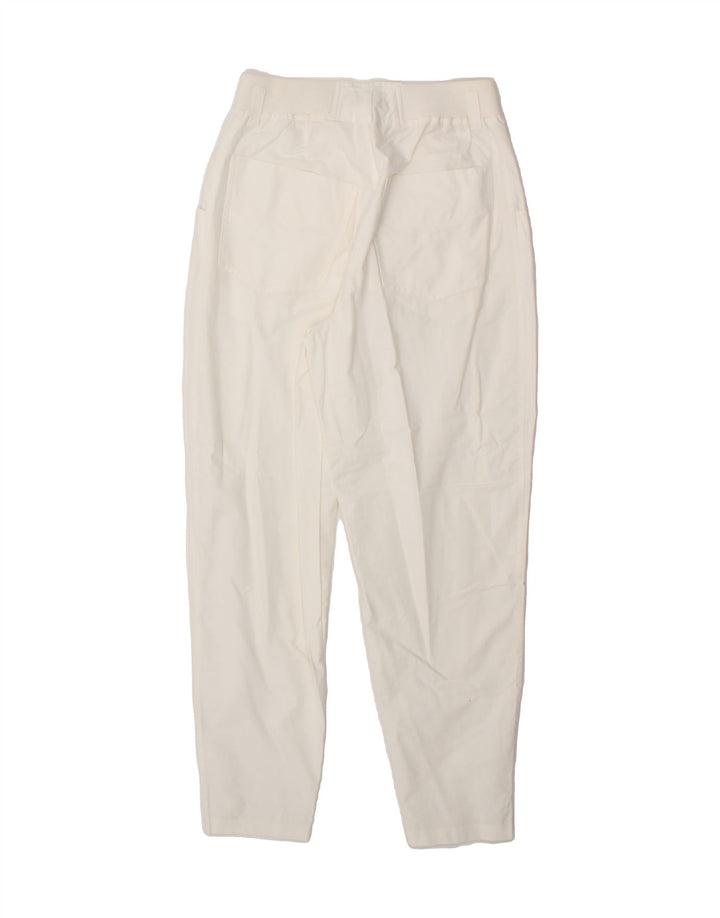VINTAGE Womens Slim Casual Trousers Medium W28 L29 White Cotton Vintage Vintage and Second-Hand Vintage from Messina Hembry 