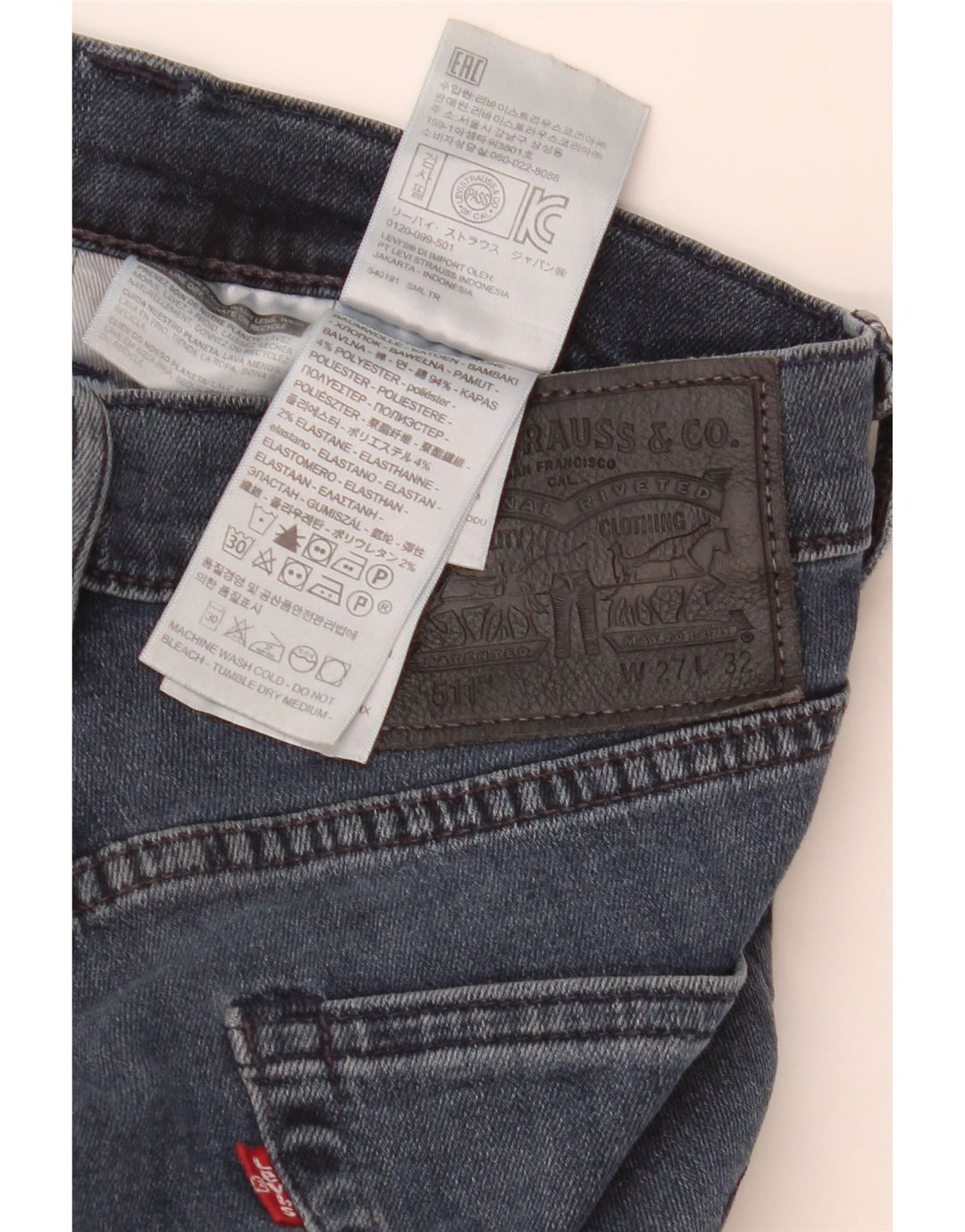 Levi's Herren 511 Slim Jeans W27 L32 Marineblau Baumwolle