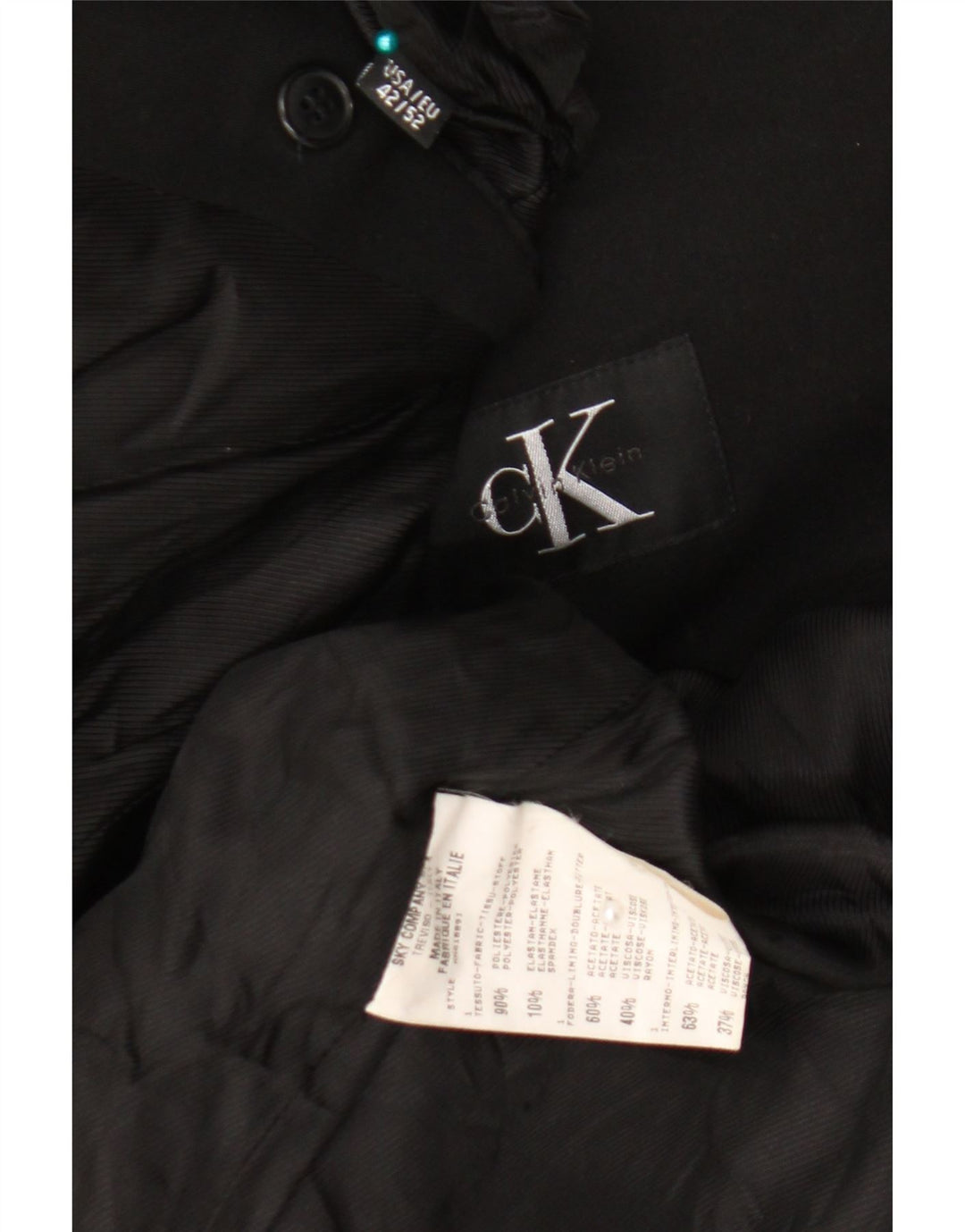 Calvin Klein Herren 3-Knopf-Blazerjacke IT 52 XL Schwarz Polyester