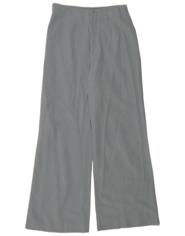 Zara Damen-Freizeithose mit hoher Taille und weitem Bein, Größe S, W26, L28, blaue Viskose