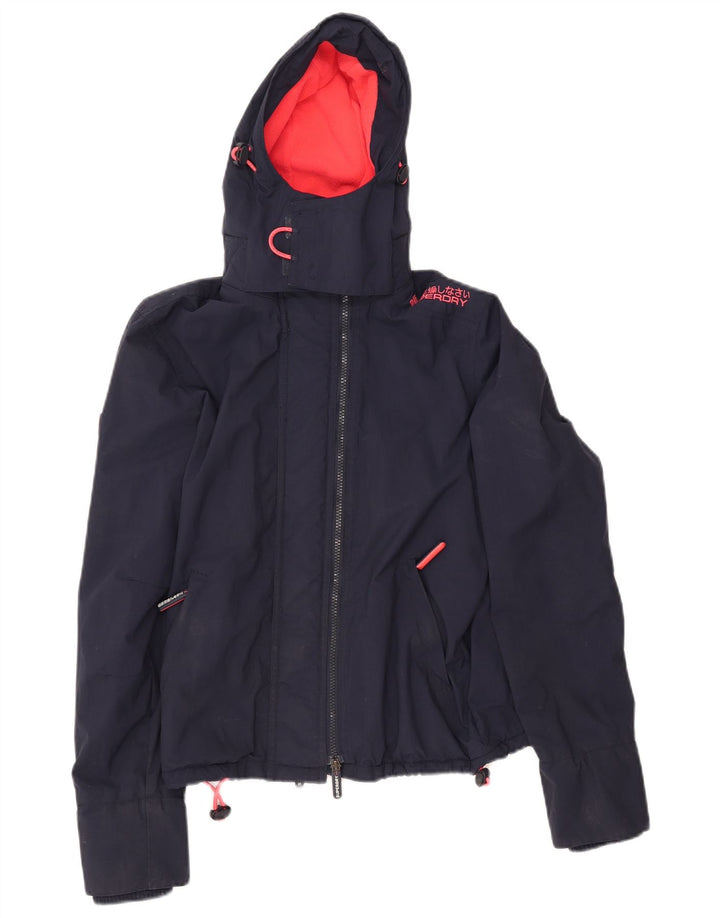 Superdry Damen Windcheater Kapuzen-Windjacke UK 6 XS Marineblau