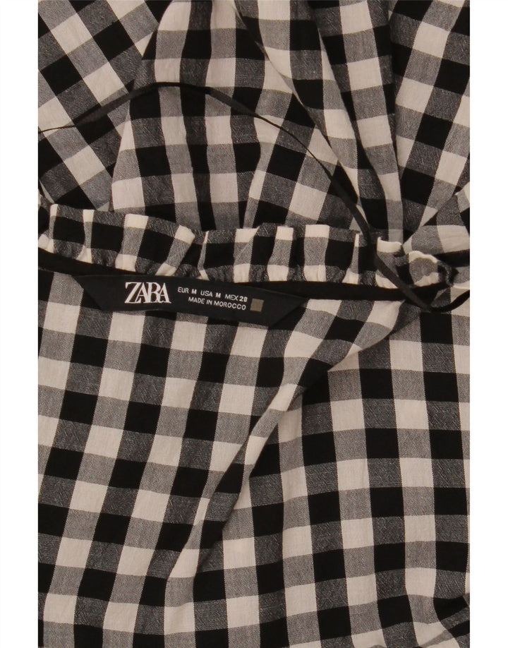 Zara Damen A-Linien-Kleid UK 14 Mittelschwarz Gingham