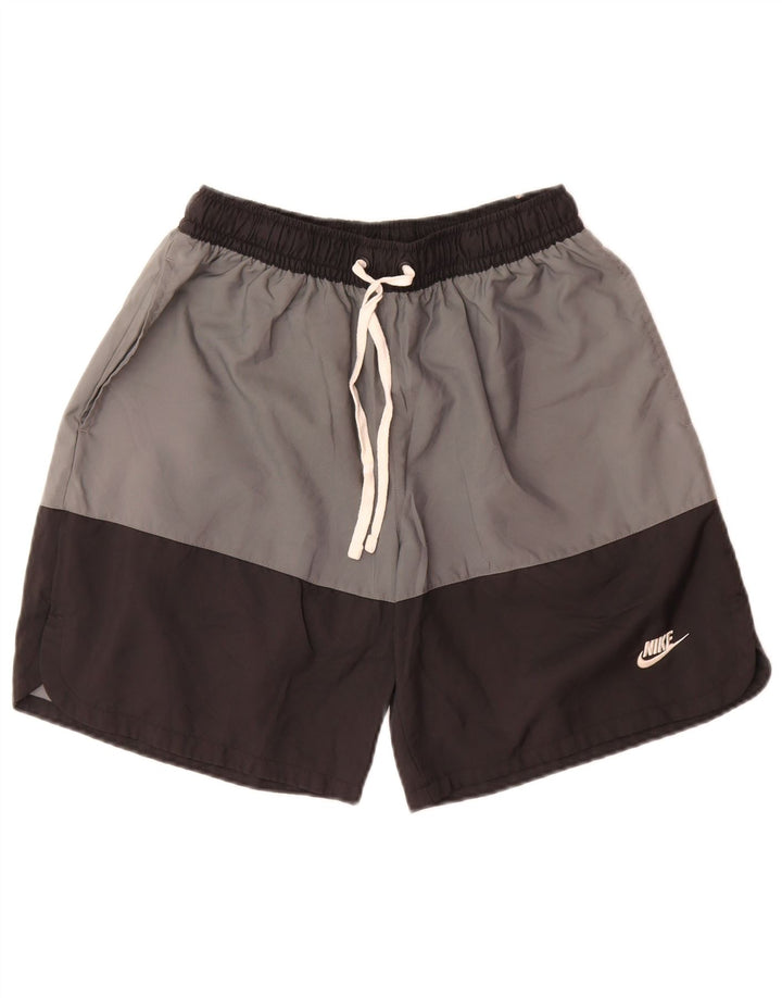Nike Herren-Badeshorts aus mittelgrauem Colourblock-Polyester