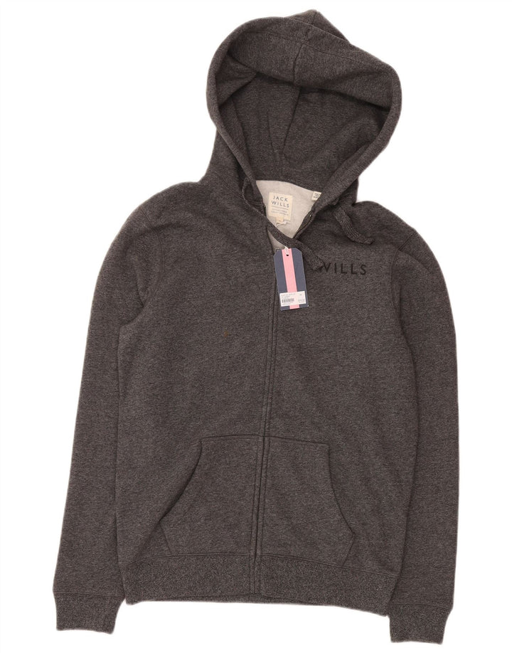 Jack Wills Herren-Kapuzenpullover mit Reißverschluss, mittelgrau gesprenkelte Baumwolle
