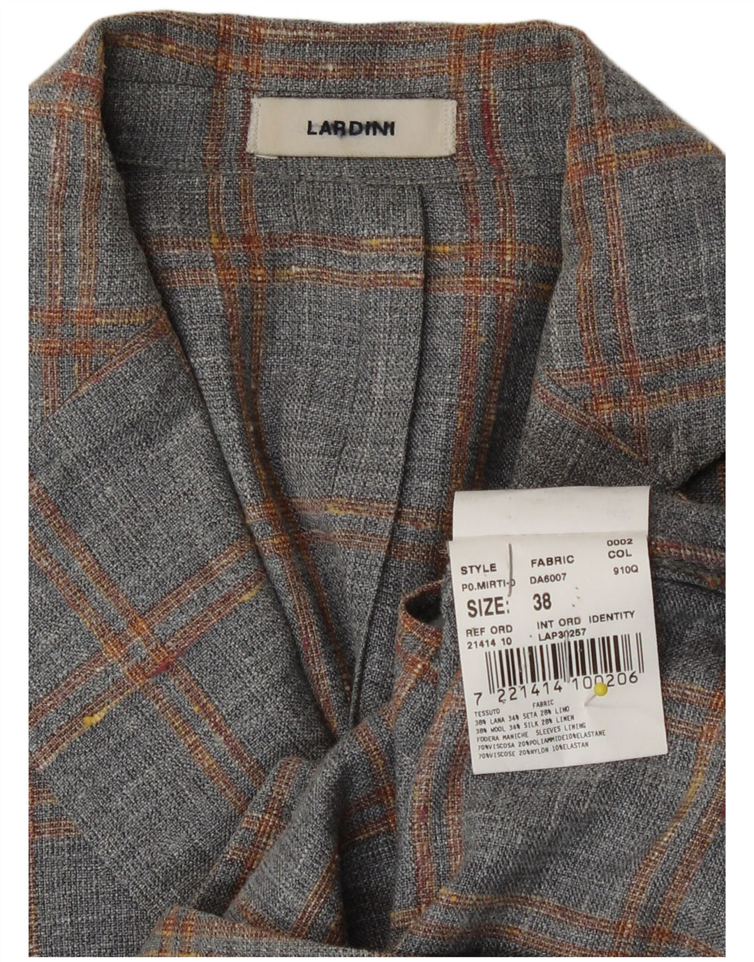 Lardini Damen 2-Knopf-Blazerjacke IT 38 XS grau karierte Wolle