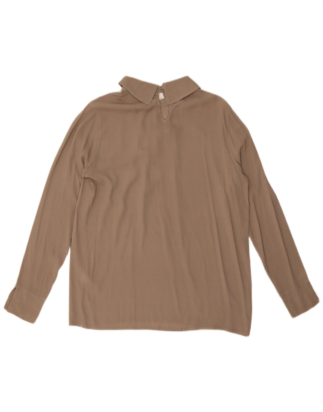 Vintage Damen übergroße Langarmbluse Top UK 10 kleine graue Seide