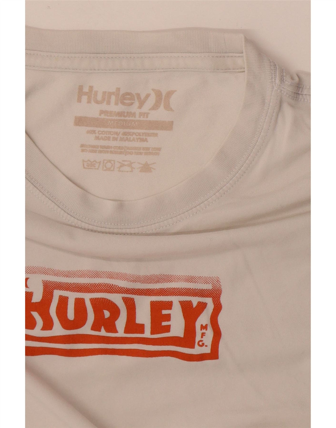 Hurley Premium Fit Grafik-T-Shirt-Oberteil für Herren aus mittelweißer Baumwolle