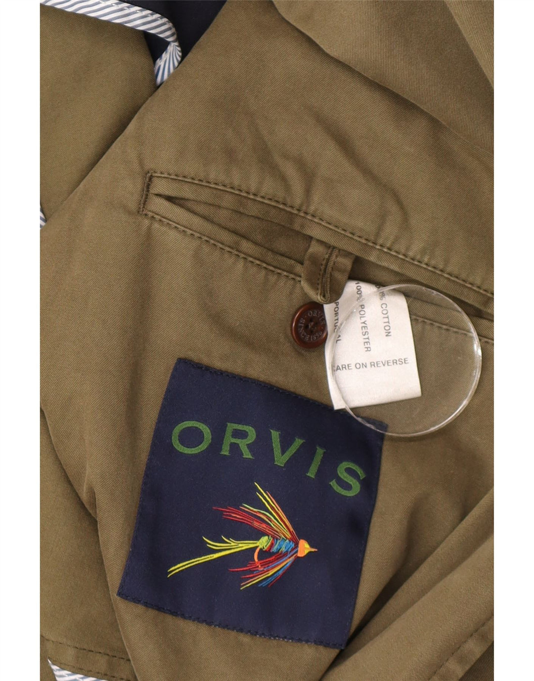 Orvis Herren-Blazer mit 2 Knöpfen, UK 40, Größe L, Khaki, Baumwolle