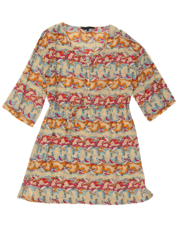 French Connection Damen-Kleid in A-Linie mit 3/4-Ärmeln, Gr. 10, Größe S, Mehrfarbig