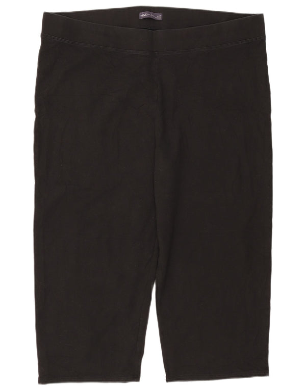 Marks & Spencer Womens Capri Leggings UK 22 3XL Black Cotton