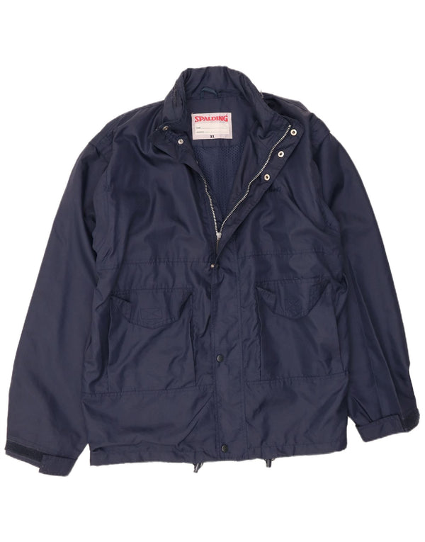 Spalding Mens Hooded Rain Jacket UK 42 XL Navy Blue Polyamide