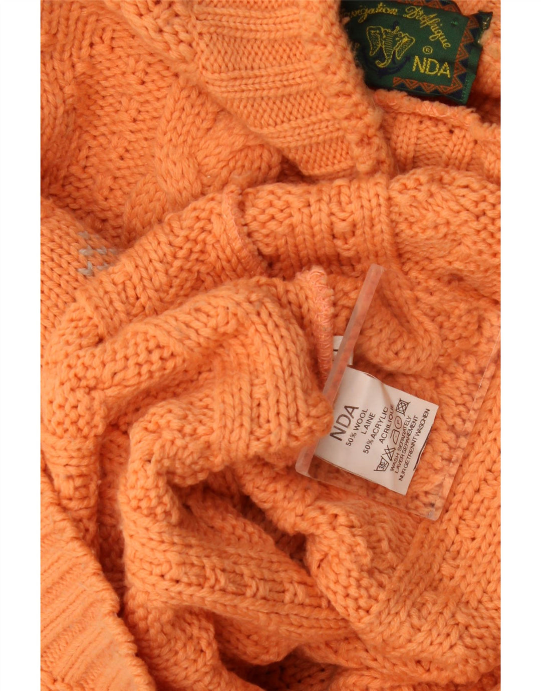 Vintage Herren Rollkragenpullover Pullover Große Orange Fair Isle Wolle