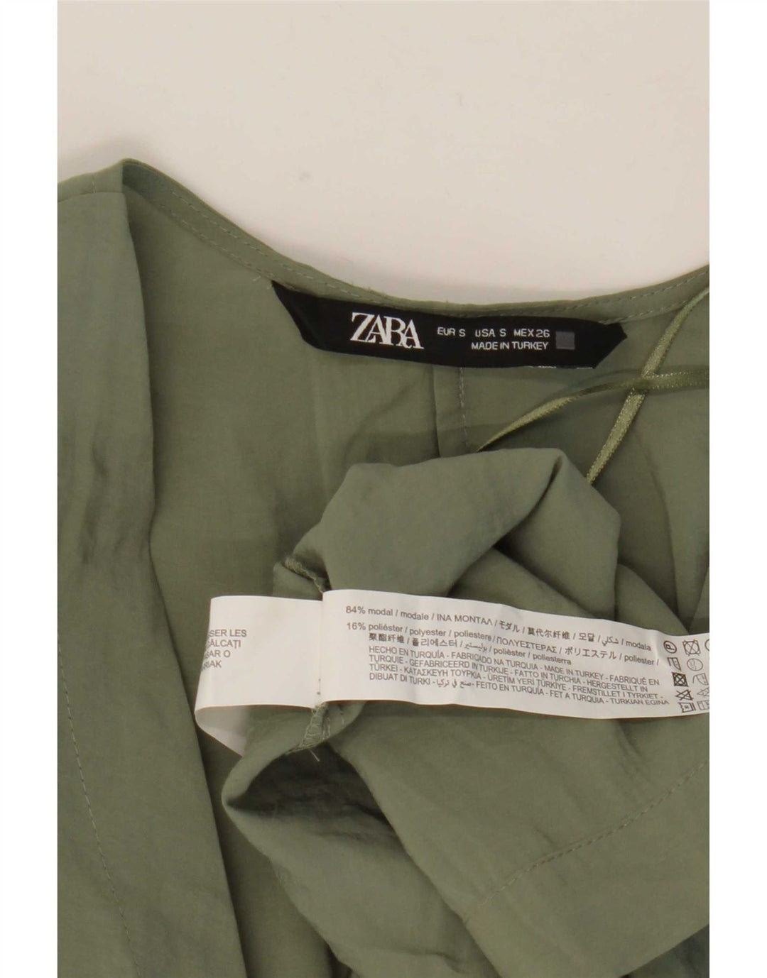 Zara Damen Wickelkleid UK 10 Small Khaki Modal