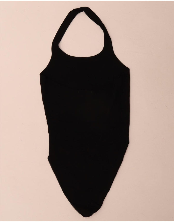 Zara Damen Neckholder-Body UK 12 Mittelschwarze Viskose