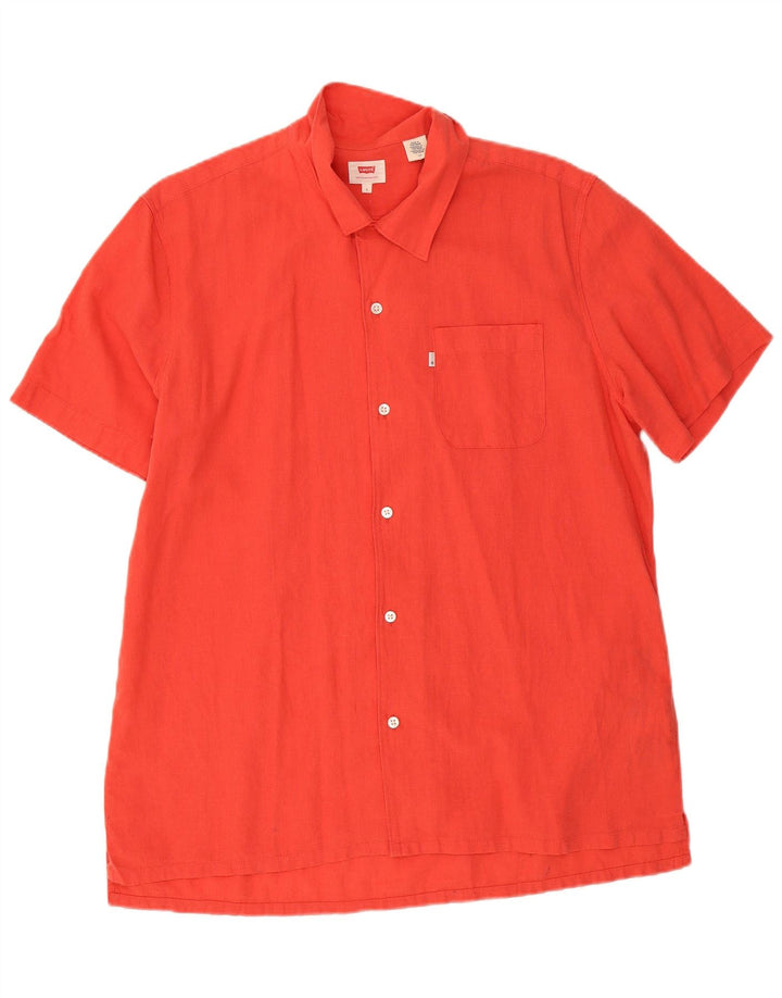 Levi's Herren-Kurzarmhemd, groß, rotes Leinen