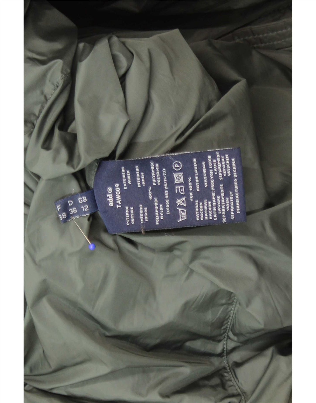 ADD Damen Wattierte Jacke UK 12 Medium Khaki Polyamid