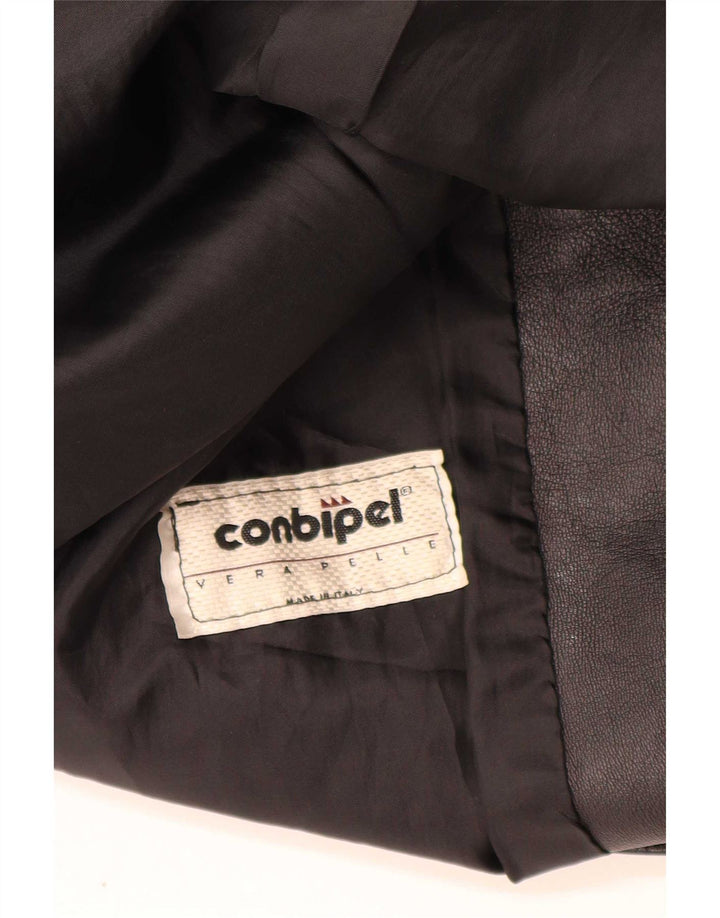 Conbipel Damen 3-Knopf-Lederblazerjacke UK 14 Mittelschwarz