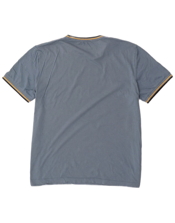 Fred Perry Herren T-Shirt Top XL blau gestreift aus Baumwolle